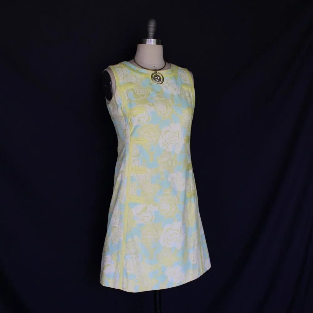 The Lilly Pulitzer vintage floral tunic mod 60s dress Jackie O scooter shift S - Picture 2 of 10